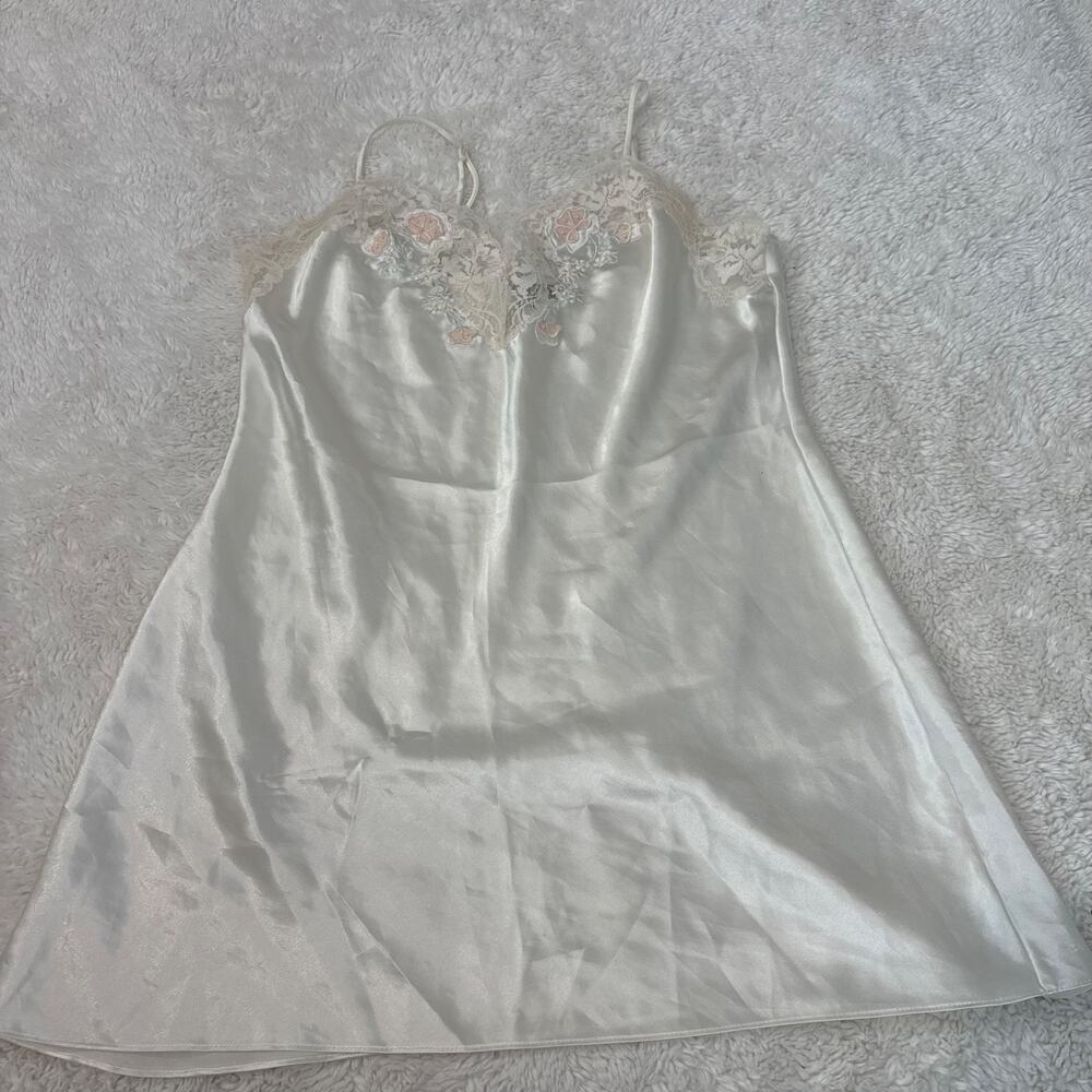 Vtg Val Mode Babydoll Sexy Lingerie Ivory Satin Lace M Cottage Core Soft Coquett